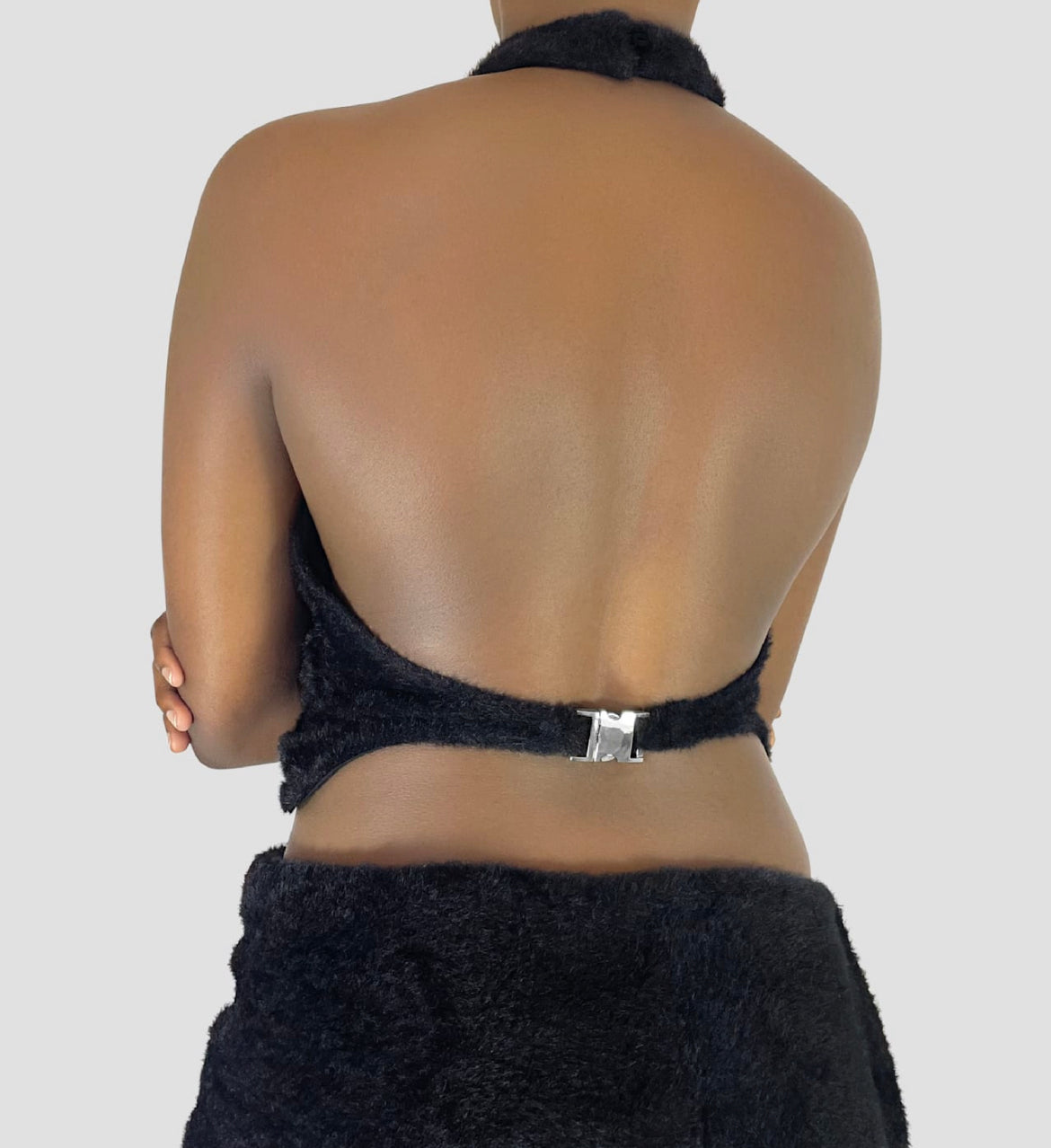 Sira - black knit backless top