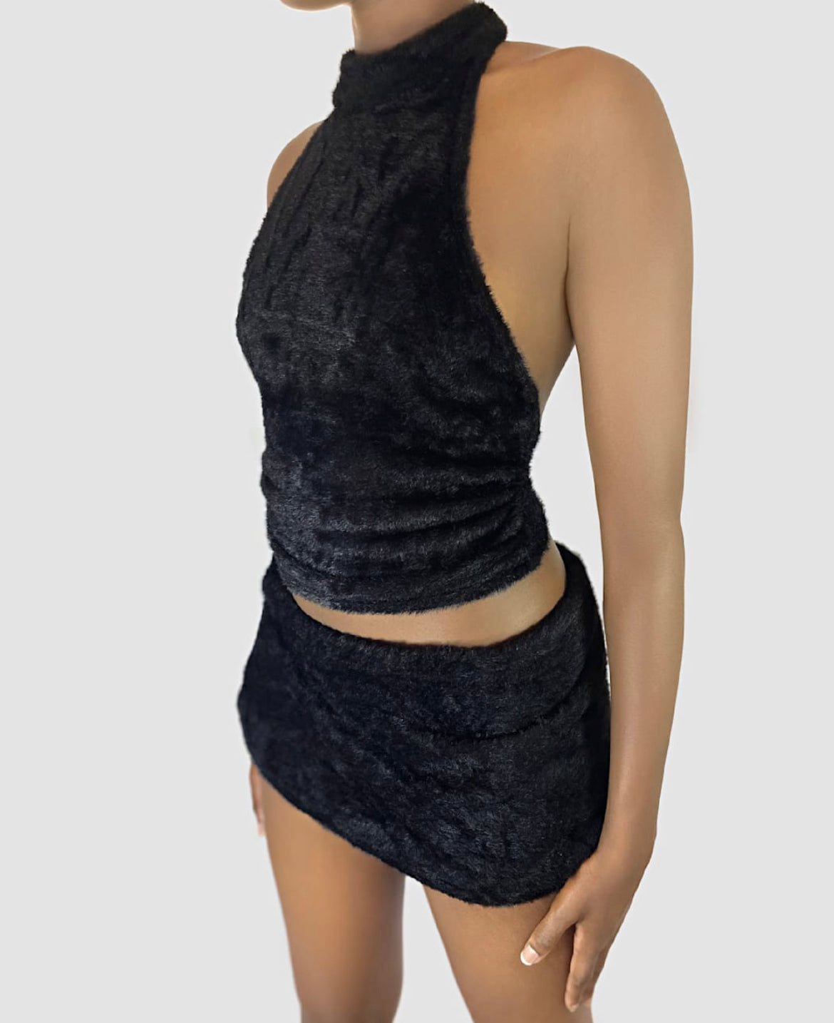 Sira - black knit backless top